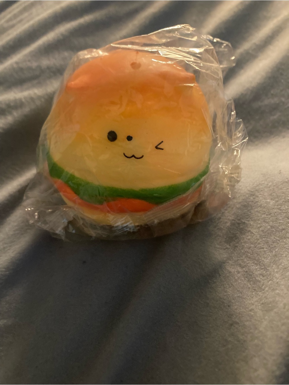 Cute Winking Burger Squishy Toy - Yellow, Orange, Green